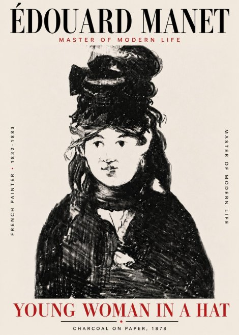 Édouard Manet Young Woman in a Hat III No6 - Juliste