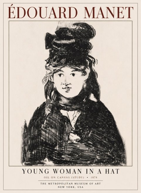 Édouard Manet Young Woman in a Hat IV No1 - Juliste