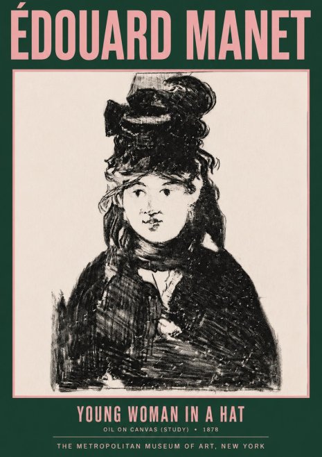 Édouard Manet Young Woman in a Hat IV No3 - Juliste