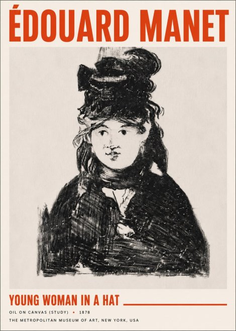 Édouard Manet Young Woman in a Hat IV No5 - Juliste