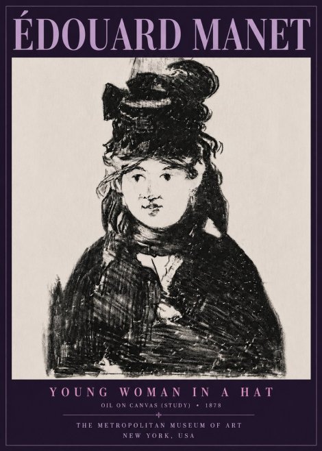 Édouard Manet Young Woman in a Hat IV No6 - Juliste