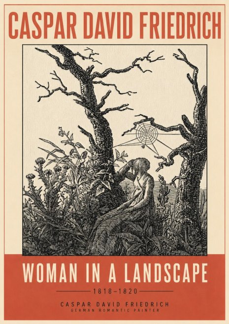 Caspar David Friedrich Woman in a Landscape No3 - Juliste