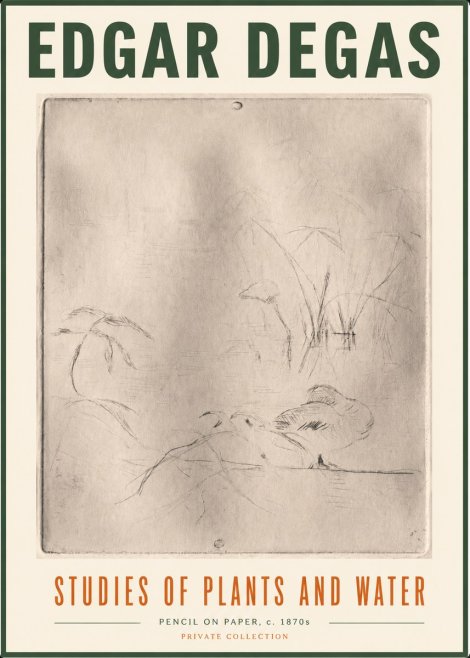 Edgar Degas Studies of Plants and Water No5 - Juliste