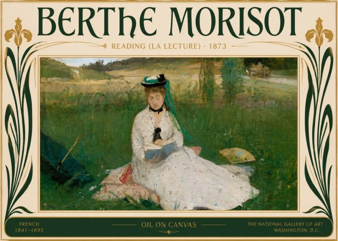 Berthe Morisot Reading (La Lecture) No5 - Juliste