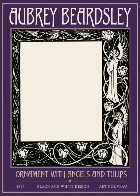 Aubrey Beardsley Ornament with Angels and Tulips No2 - Juliste