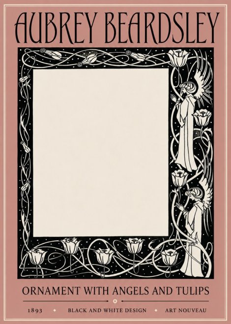 Aubrey Beardsley Ornament with Angels and Tulips No3 - Juliste