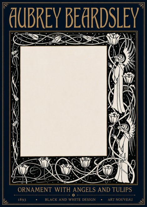 Aubrey Beardsley Ornament with Angels and Tulips No6 - Juliste