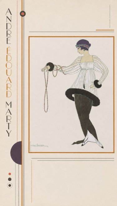 André Édouard Marty Elegant Woman with Pearl Necklace No2 - Juliste