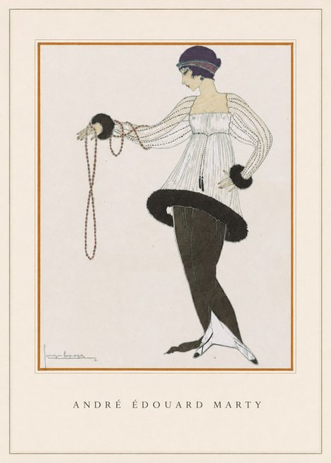 André Édouard Marty Elegant Woman with Pearl Necklace No4 - Juliste