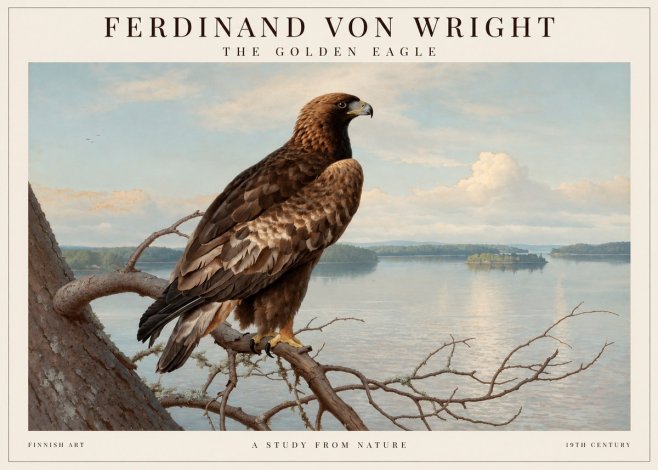 Ferdinand von Wright Eagle Perched by the Lake No2 - Juliste