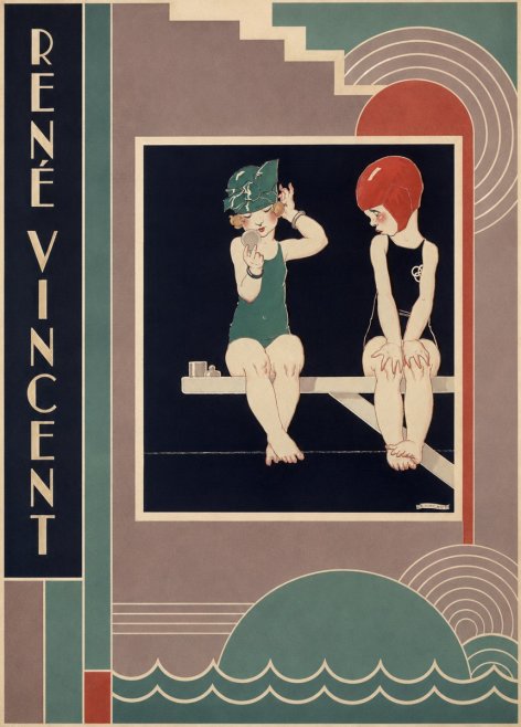 René Vincent At the Poolside No2 - Juliste