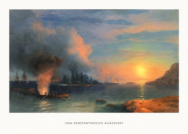 Ivan Konstantinovich Aivazovsky Battle of Chesma No5 - Juliste