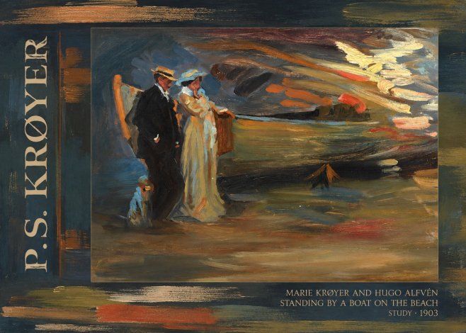 P.S. Krøyer Marie Krøyer and Hugo Alfvén Standing by a Boat on the Beach - Study · 1903 No2 - Juliste