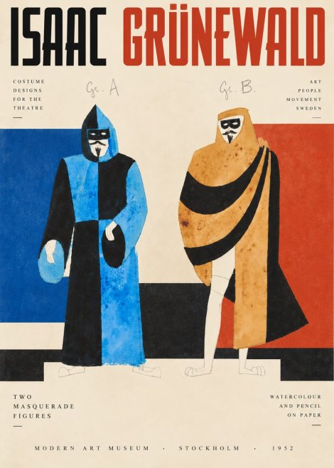 Isaac Grünewald Two Masquerade Figures - Costume Sketch No3 - Juliste