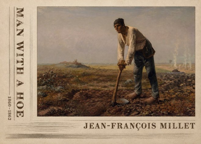 Jean-François Millet Man with a Hoe No2 - Juliste