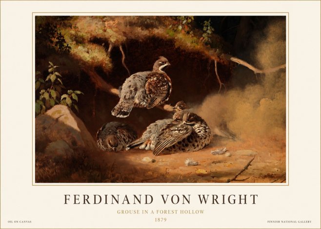 Ferdinand von Wright Grouse in a Forest Hollow No1 - Juliste