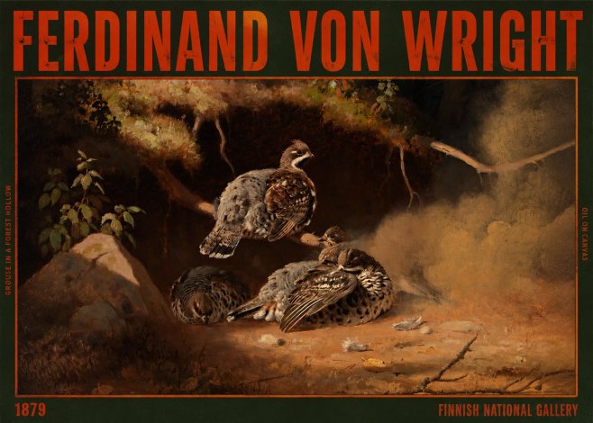 Ferdinand von Wright Grouse in a Forest Hollow No2 - Juliste