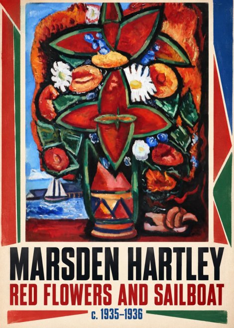 Marsden Hartley Red Flowers and Sailboat No1 - Juliste