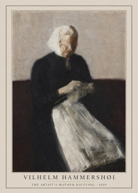 Vilhelm Hammershøi The Artist's Mother Knitting No1 - Juliste