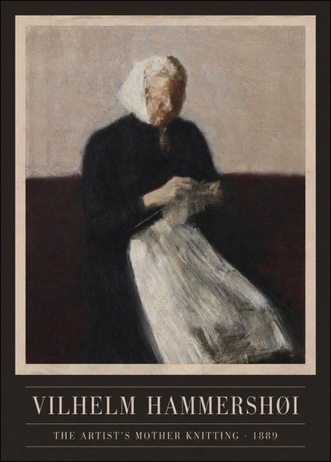 Vilhelm Hammershøi The Artist's Mother Knitting No3 - Juliste