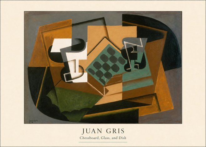 Juan Gris Chessboard, Glass, and Dish No4 - Juliste