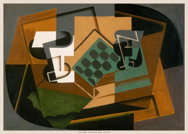 Juan Gris Chessboard, Glass, and Dish No6 - Juliste