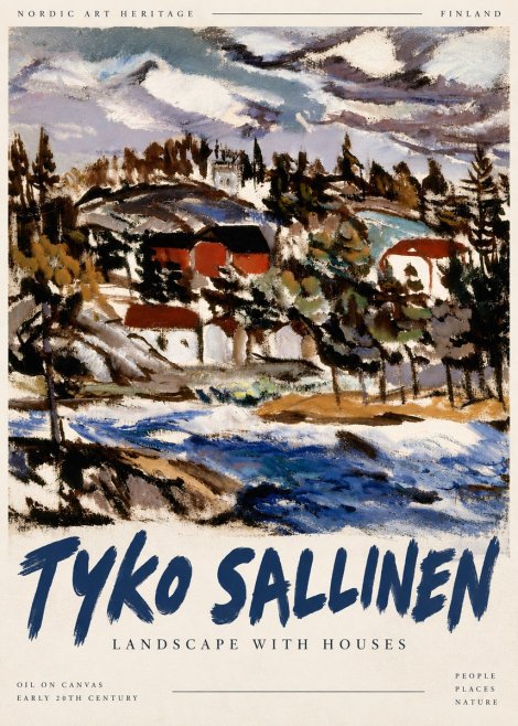 Tyko Sallinen Landscape with Houses No5 - Juliste