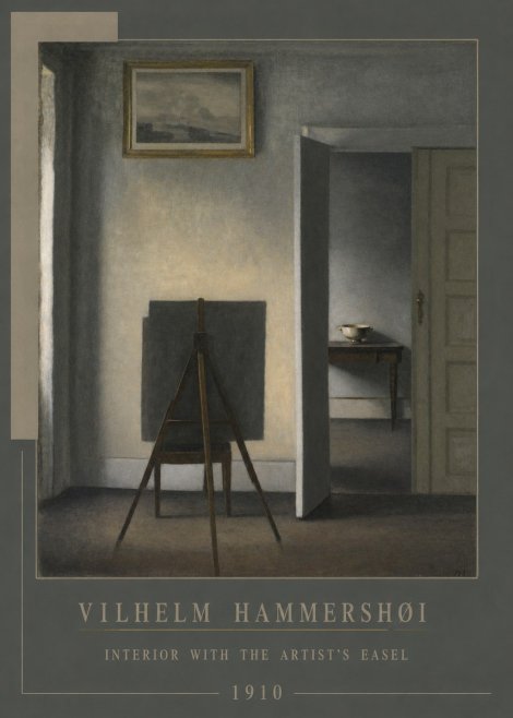 Vilhelm Hammershøi Interior with the Artist's Easel II No4 - Juliste
