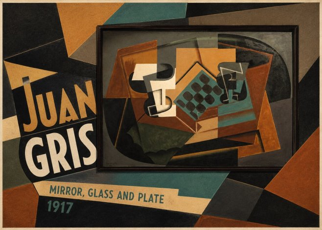 Juan Gris Mirror, Glass and Plate No3 - Juliste