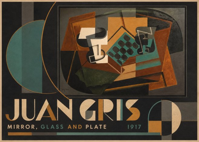 Juan Gris Mirror, Glass and Plate No5 - Juliste