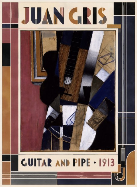 Juan Gris Guitar and Pipe II No5 - Juliste