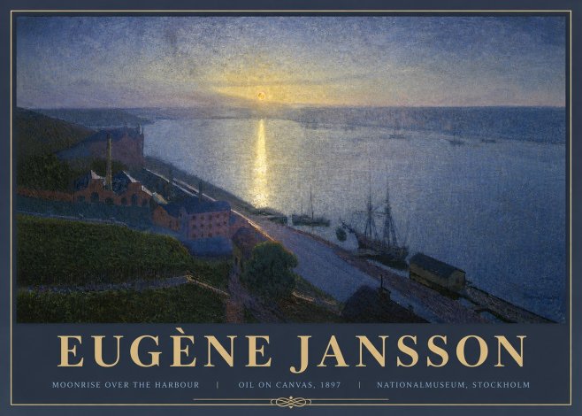 Eugène Jansson Moonrise over the Harbour No6 - Juliste