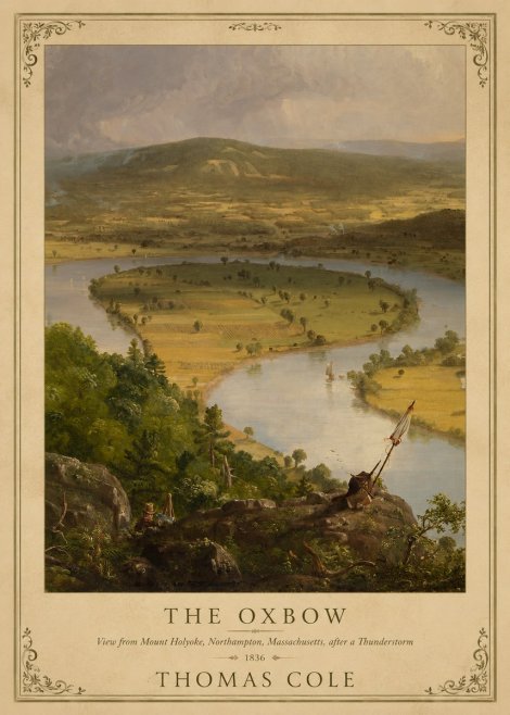 Thomas Cole View from Mount Holyoke, Northampton, Massachusetts, After a Thunderstorm—the Oxbow III No4 - Juliste
