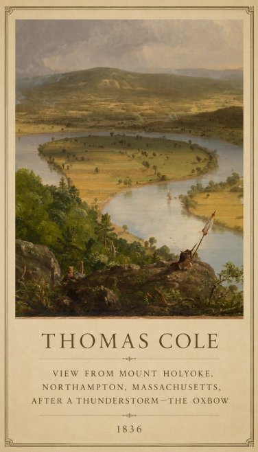 Thomas Cole View from Mount Holyoke, Northampton, Massachusetts, After a Thunderstorm—the Oxbow III No6 - Juliste
