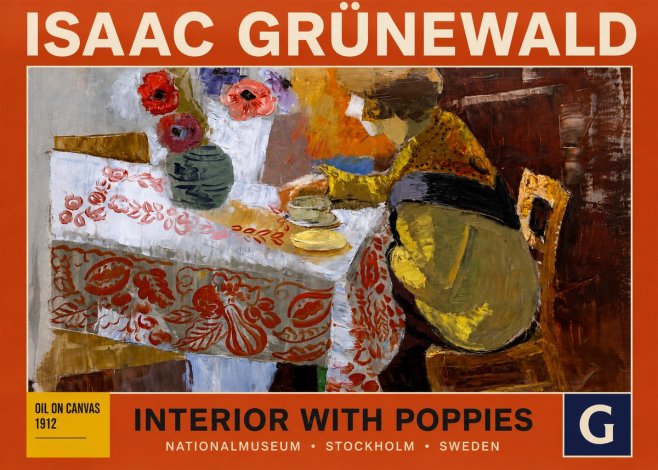 Isaac Grünewald Interior with Poppies No3 - Juliste