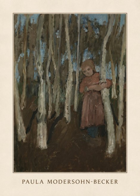 Paula Modersohn-Becker Girl in a Birch Forest No3 - Juliste