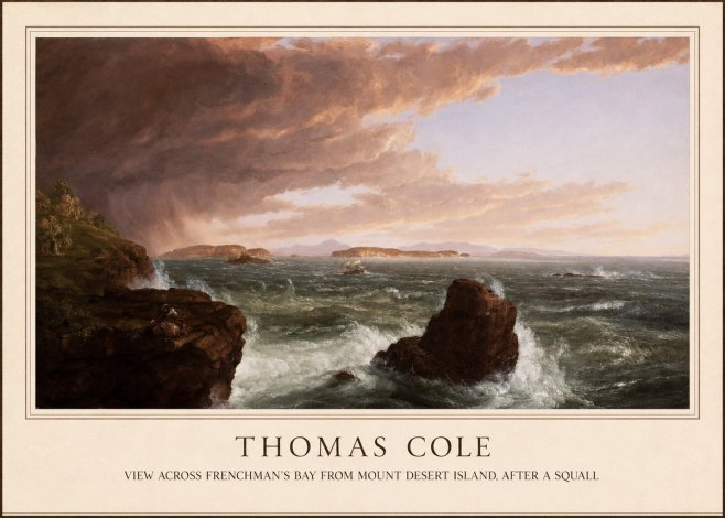 Thomas Cole View Across Frenchman's Bay from Mount Desert Island, After a Squall II No1 - Juliste