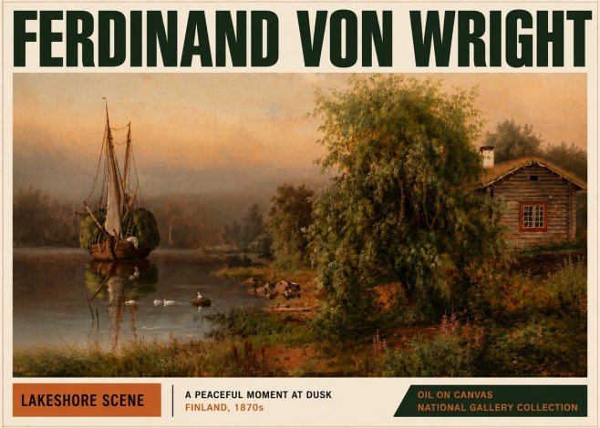 Ferdinand von Wright Lakeshore Scene No5 - Juliste