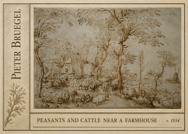 Pieter Bruegel Peasants and Cattle Near a Farmhouse No2 - Juliste
