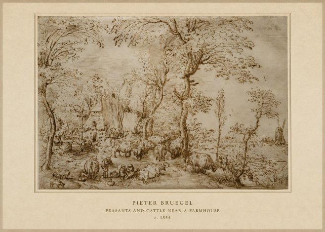 Pieter Bruegel Peasants and Cattle Near a Farmhouse No4 - Juliste