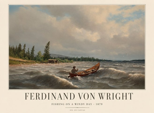 Ferdinand von Wright Fishing on a Windy Day No1 - Juliste
