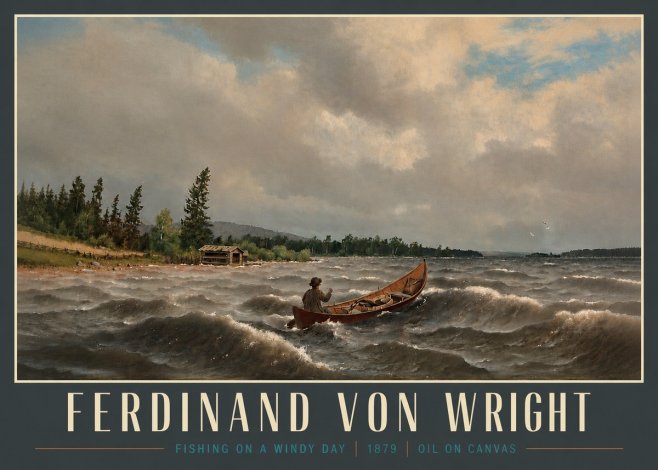 Ferdinand von Wright Fishing on a Windy Day No4 - Juliste