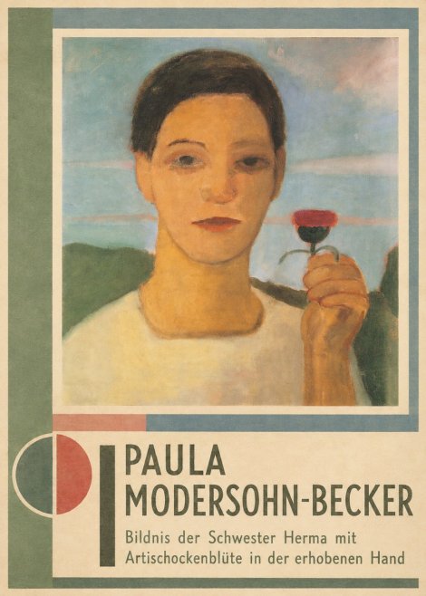 Paula Modersohn-Becker Bildnis Der Schwester Herma Mit Artischockenblüte in Der Erhobenen Hand No2 - Juliste