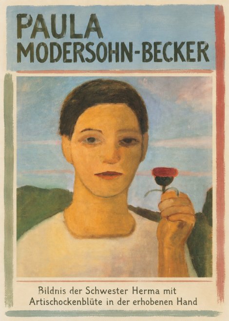 Paula Modersohn-Becker Bildnis Der Schwester Herma Mit Artischockenblüte in Der Erhobenen Hand No5 - Juliste