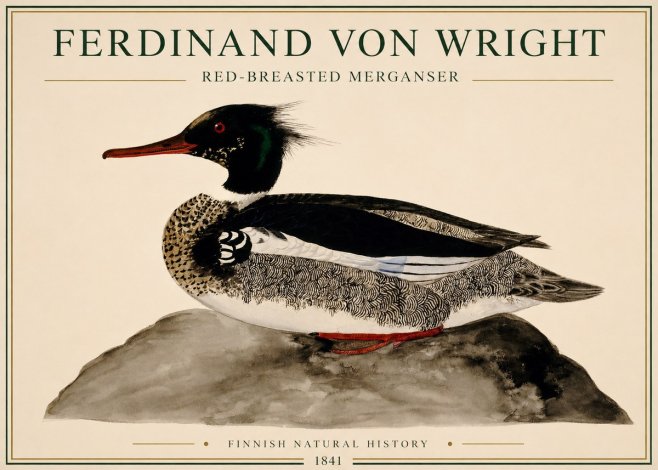 Ferdinand von Wright Red-breasted Merganser No1 - Juliste