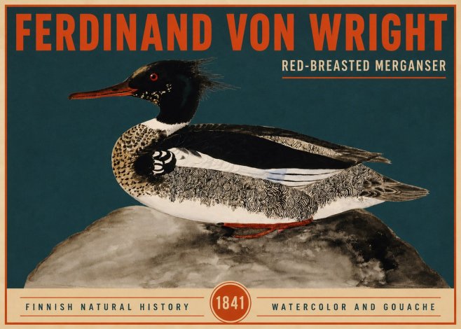 Ferdinand von Wright Red-breasted Merganser No2 - Juliste