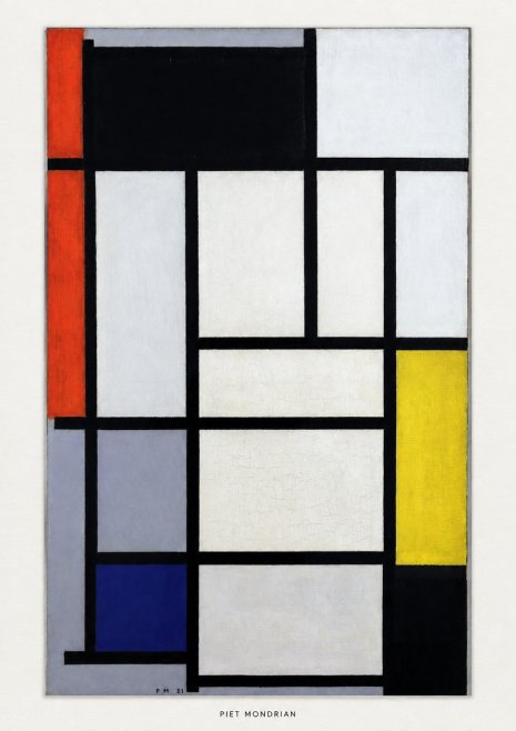 Piet Mondrian Composition with Red, Blue and Yellow No5 - Juliste