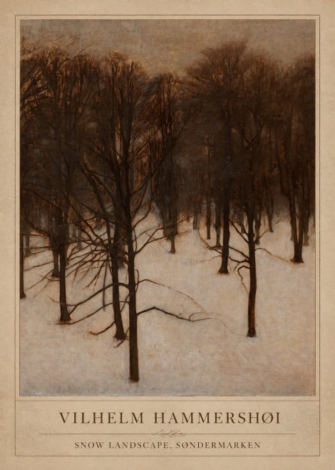 Vilhelm Hammershøi Snow Landscape, Søndermarken No1 - Juliste