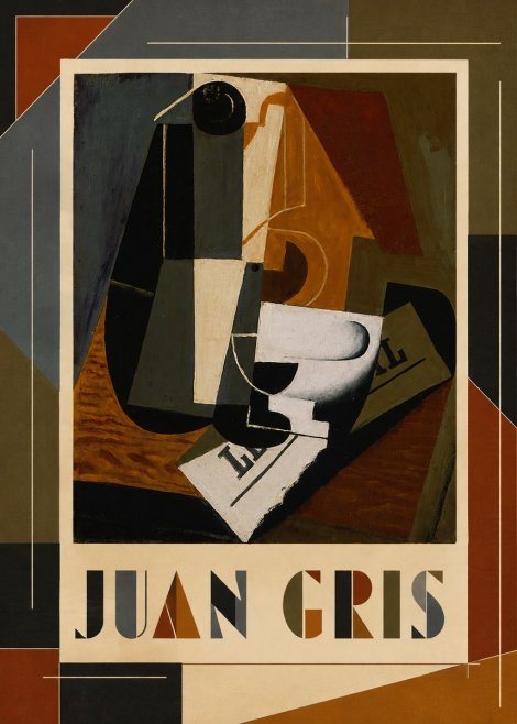 Juan Gris Glass and Bottle No1 - Juliste