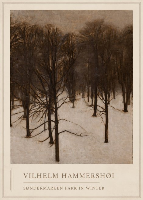 Vilhelm Hammershøi Søndermarken Park in Winter No1 - Juliste